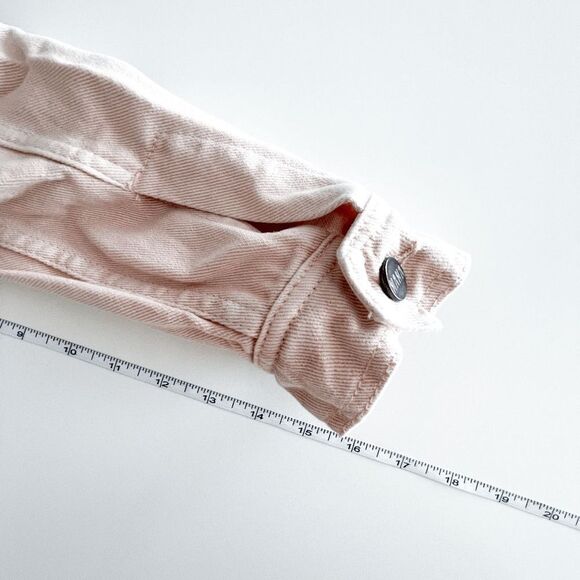 Nana Judy Womens Jean Jacket Cropped Button Cuffs Chest Pockets Lined Blush Sz M - Picture 6 of 7